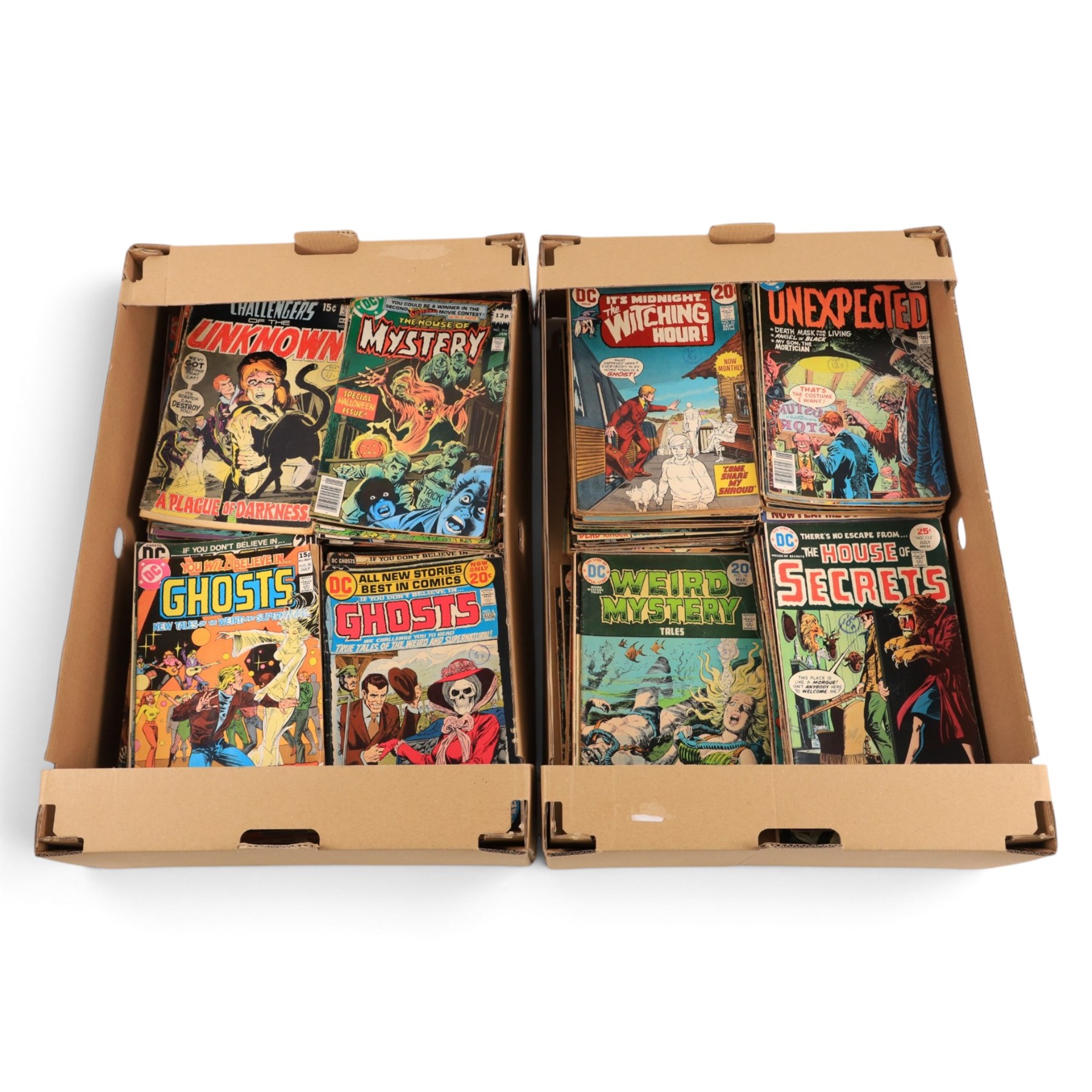 Collection of Bronze Age and later DC horror and supernatural comic books, titles including Ghosts, Challengers of the Unknown, Weird Mystery Tales, Unexpected, Secrets of Haunted House, The Witching Hour, The House of Secrets, etc