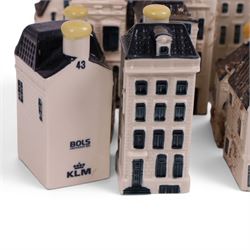 Blue Delft's KLM Airlines, Bols decanters, approximately one hundred, shaped as Dutch houses   