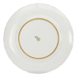 Six 19th century and later cabinet plates, including Royal Doulton example, the central panel decorated a with landscape signed T. Parton 