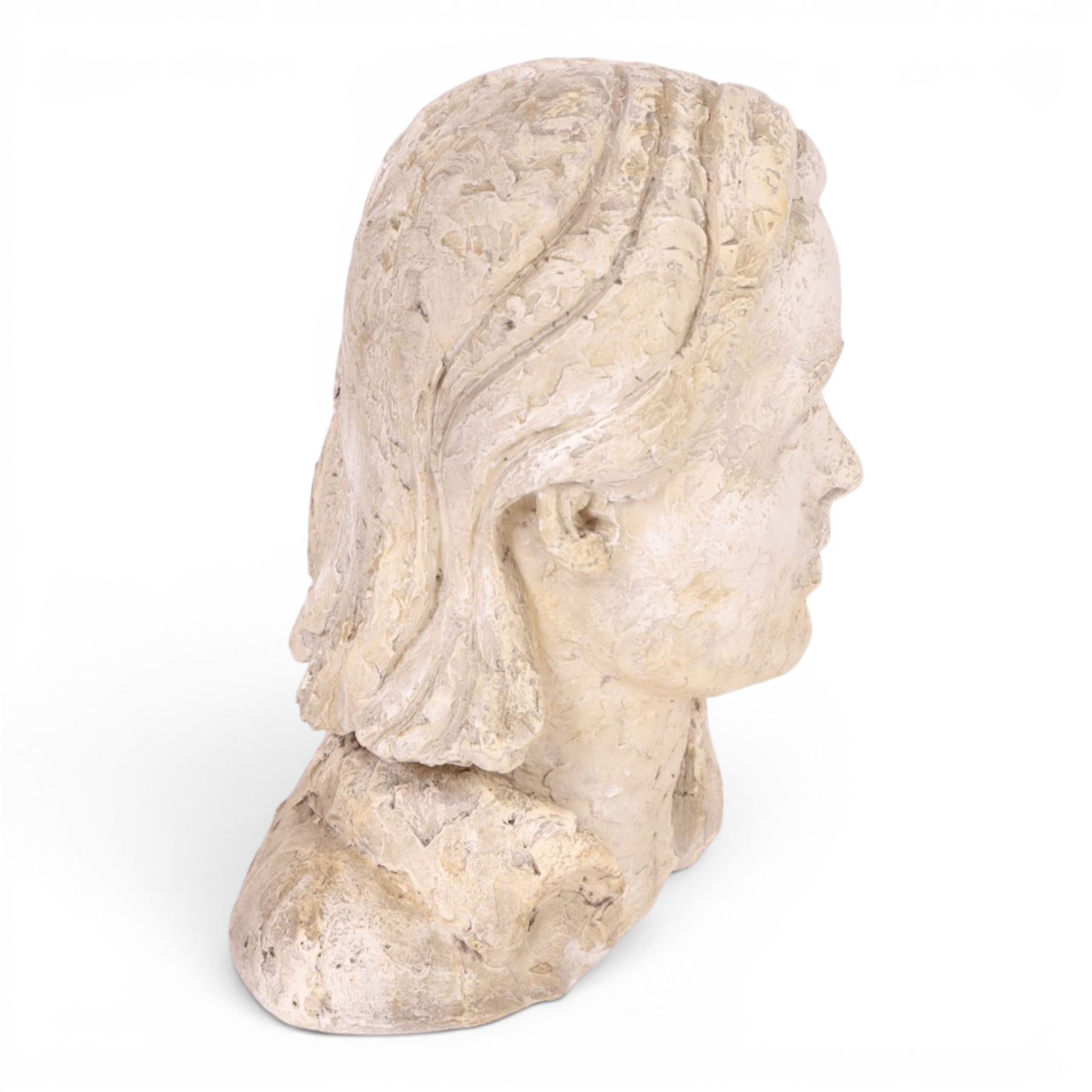 Modern plaster bust, modelled as a woman, H32cm 