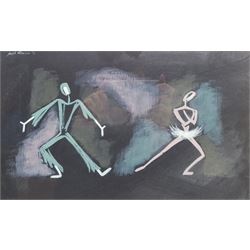 Joseph Robinson? (Mid 20th century): Dancing Figures, gouache indistinctly signed and dated '61, 21cm x 35cm; English School (20th/21st century): Ship Building, gouache unsigned 17cm x 25.5cm; 