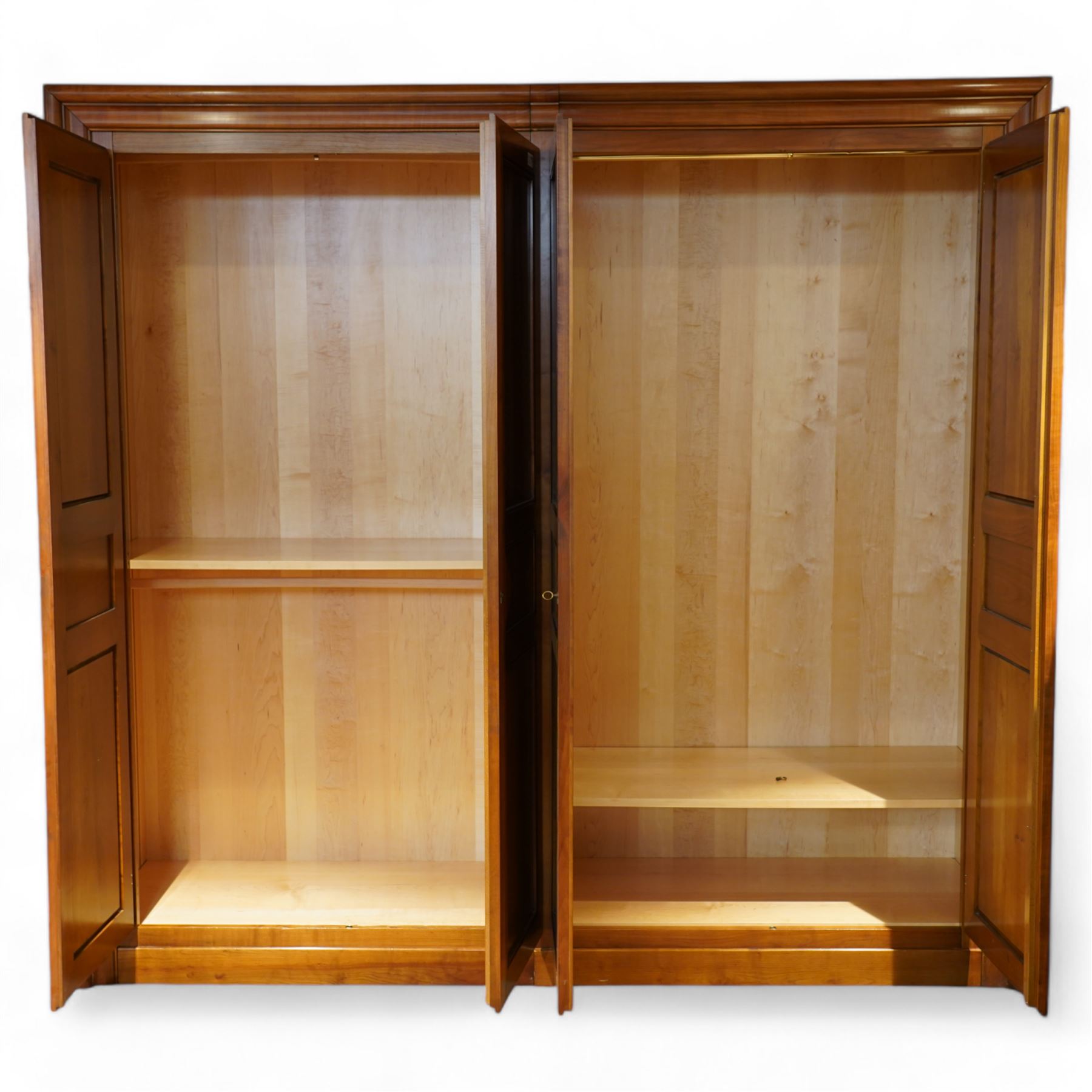 Brigitte Forestier - French cherry wood four door wardrobe unit, fitted with hanging and shelving
