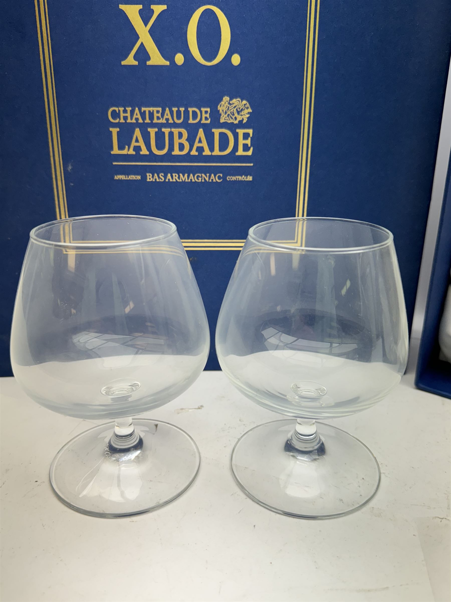 Chateau de Laubade XO Bas Armagnac, 700ml, 40% vol, in original presentation box with two brandy glasses