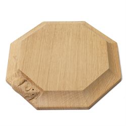 Mouseman - oak pot stand, of octagonal form with carved mouse signature, by the workshop o...