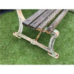Early 20th century cast iron and wood slatted railway type garden bench - THIS LOT IS TO BE COLLECTED BY APPOINTMENT FROM DUGGLEBY STORAGE, GREAT HILL, EASTFIELD, SCARBOROUGH, YO11 3TX