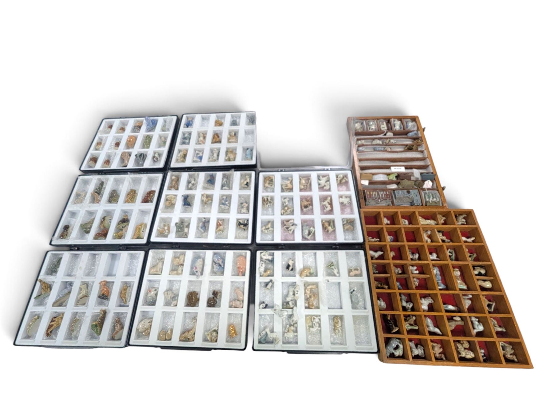 Large collection of Wade Whimsies, including Happy Family, Water Life, KP Friars, Whoppahs, etc
