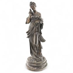 After Edmund Louis Charles Tassel (French 1849-1899): 'A Beauty with Birds' large bronzed ...