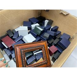 Quantity of jewellery boxes of various sizes, together with frames and a print in three boxes