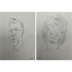 Sir Cecil Beaton CBE (British 1904-1980): Portrait of a Man and Woman, two pencil sketches, the former indistinctly titled 23cm x 17cm and 20cm x 15cm (2) (mounted) 
Provenance: from the collection of Miss E Hose, Beaton's secretary, stamped l.l.
