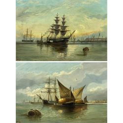 G Roberts (19th/20th century): Shipping in the Port of London & Companion, pair oils on canvas signed and dated '85, 50cm x 75cm (2)