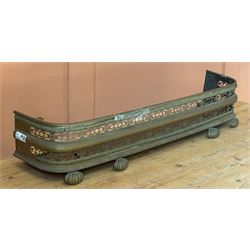 19th century fret cut and cast brass fire fender. L122cm.
