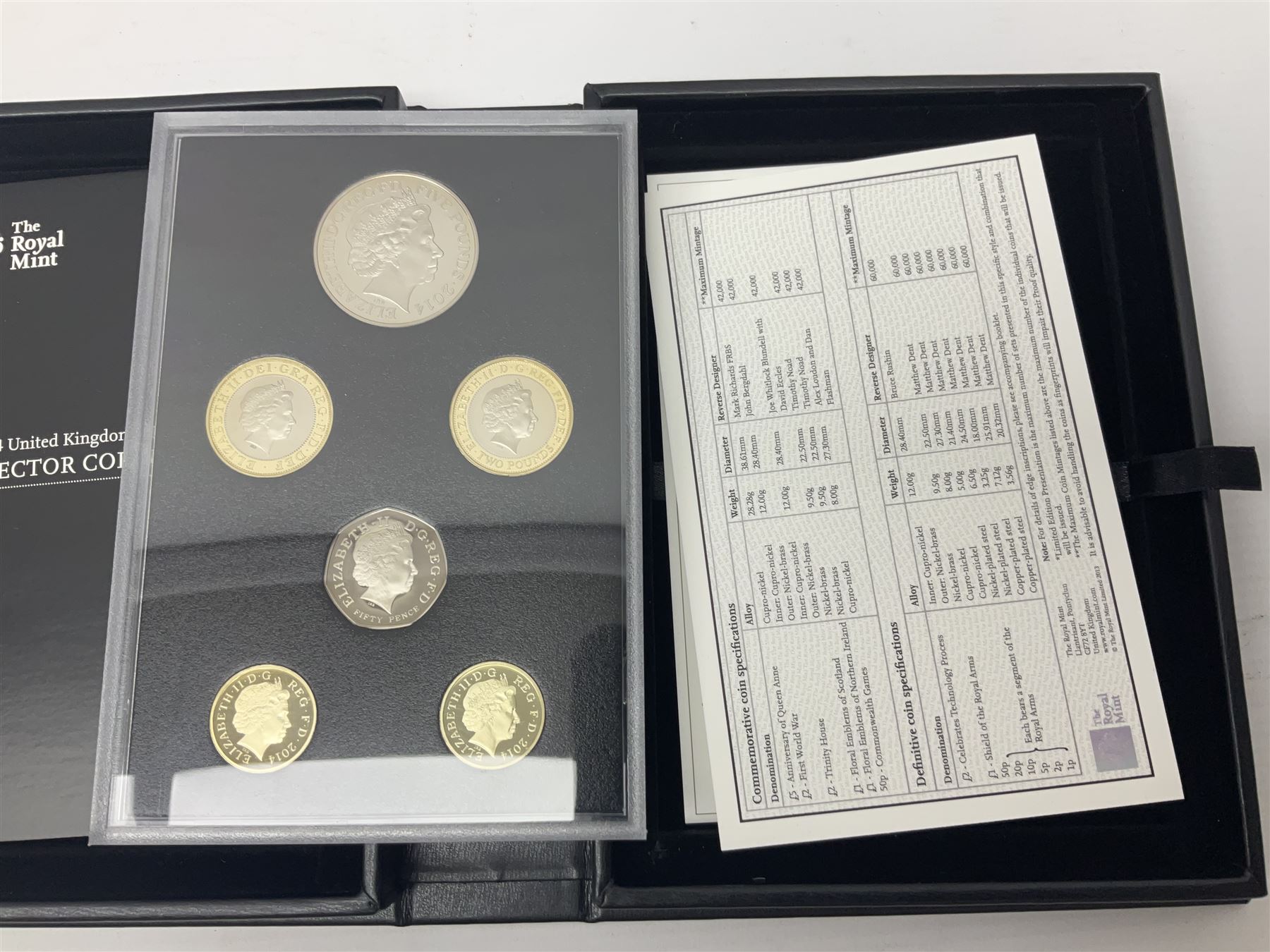 The Royal Mint United Kingdom 2014 proof coin set collector edition, cased with certificate