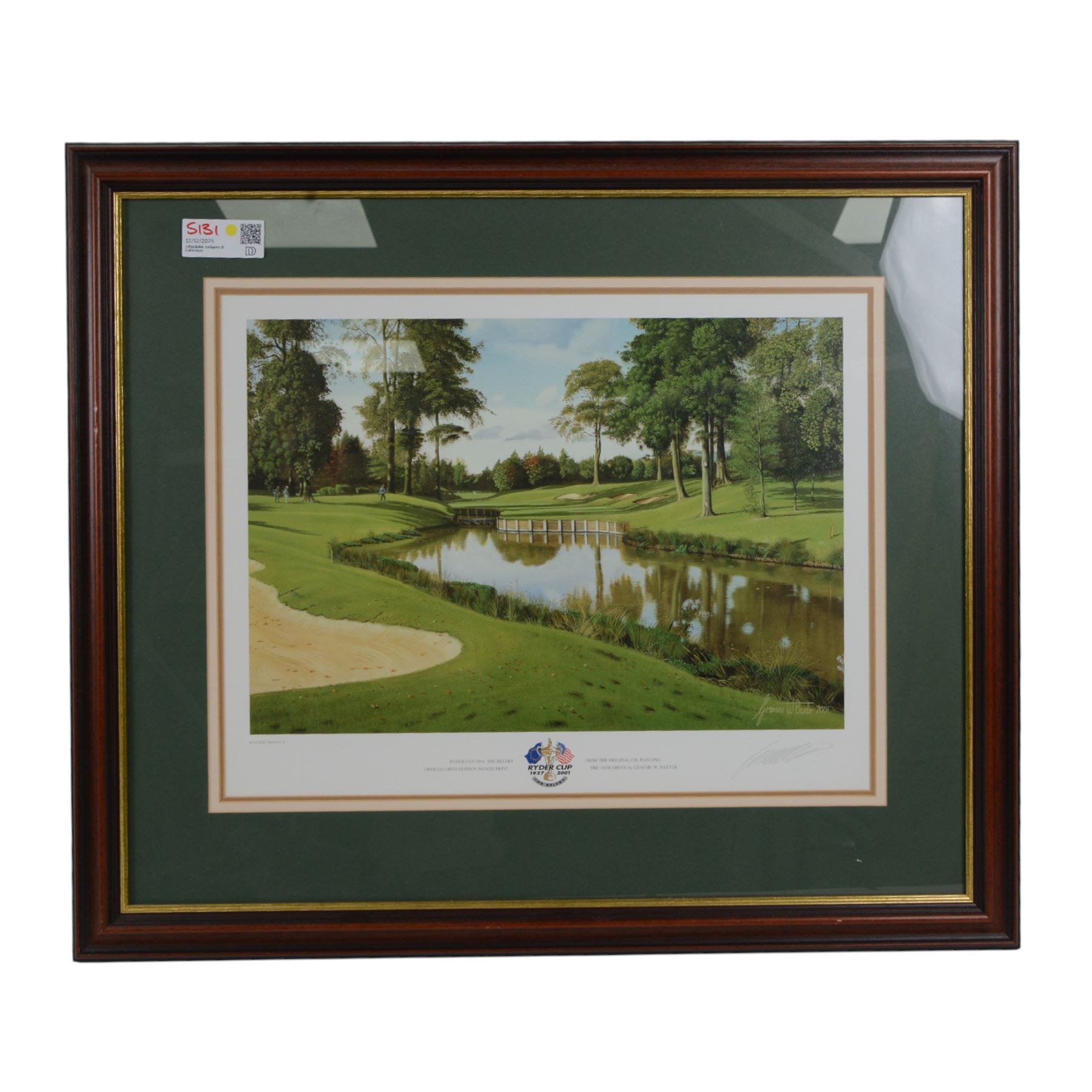 Two limited edition Brian Carney and Martin Johnson signed prints, together with a signed football print and a Ryder Cup print, all framed, frames H65 x W81cm