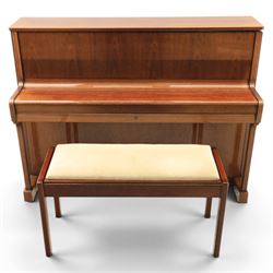 Wilh. Steinmann - 20th century East German mahogany veneered upright piano, together with matching stool