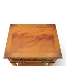 Georgian design mahogany lamp table, fitted with three small drawers, raised on square supports united by a full length undertier