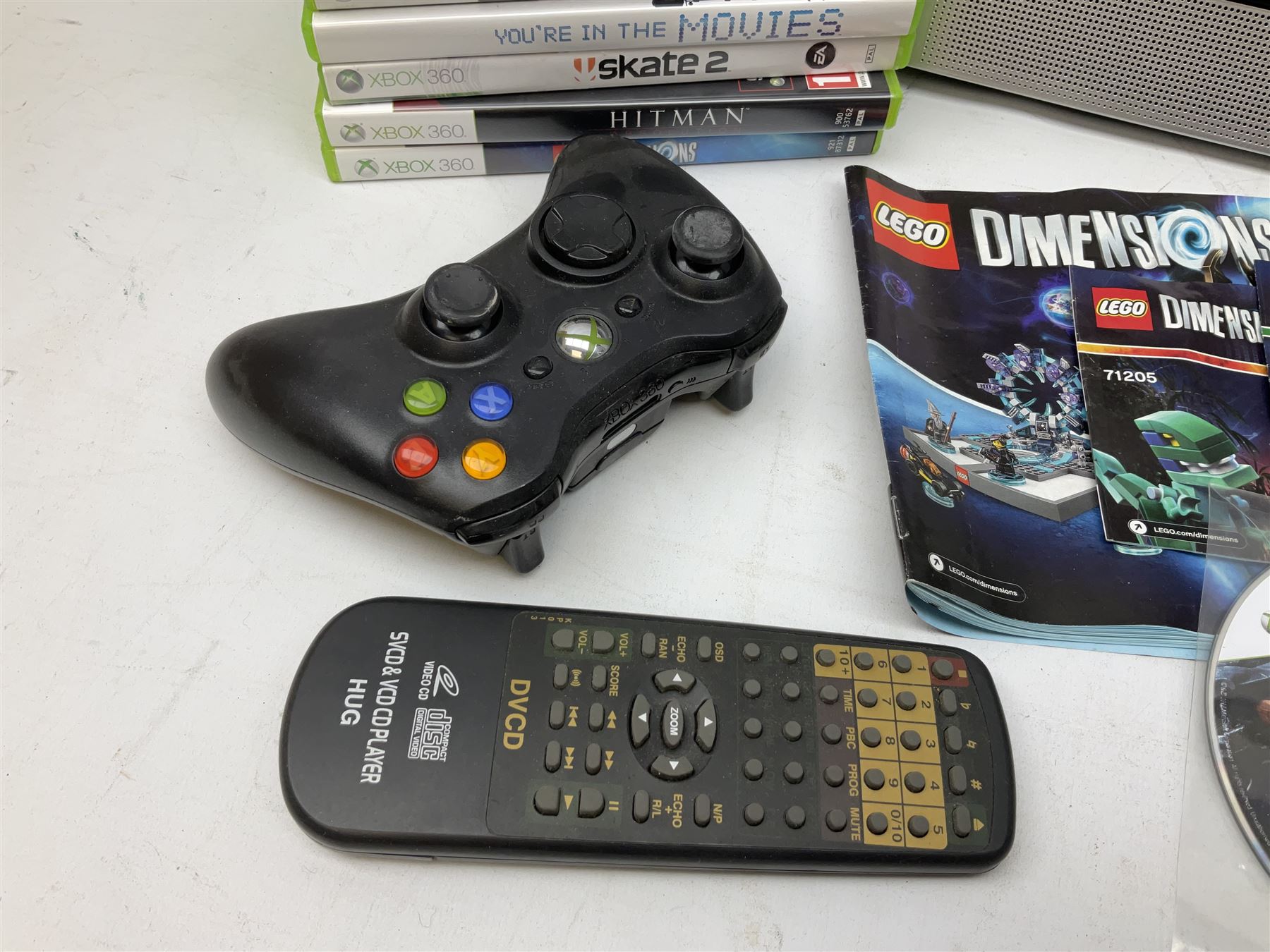 Wharfedale TV with built in DVD player, together with xbox controller and twenty three xbox games