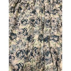 Marks & Spencer Home - lined curtains in blue floral patterned fabric, pleated header, with tie backs, W180cm, Fall - 195cm