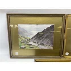 Three prints of mountainscapes in gilt frames 