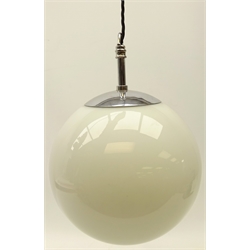  Globular opaque glass light fitting with chrome fitting, H25cm  