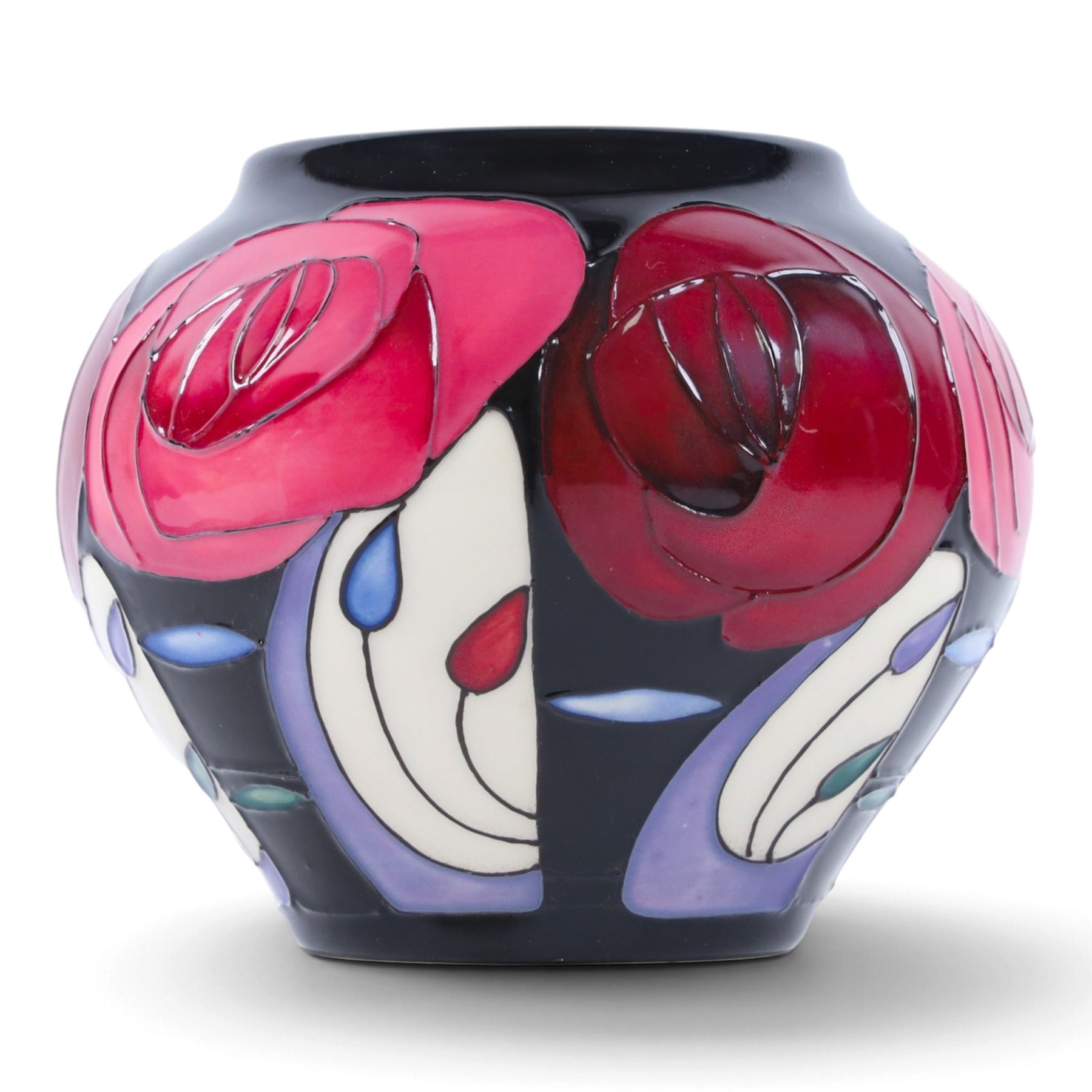 Moorcroft Tribute To Charles Rennie Mackintosh vase, designed by Rachel Bishop dated 2014, H12cm