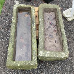 Two rectangular carved stone troughs - THIS LOT IS TO BE COLLECTED BY APPOINTMENT FROM DUGGLEBY STORAGE, GREAT HILL, EASTFIELD, SCARBOROUGH, YO11 3TX