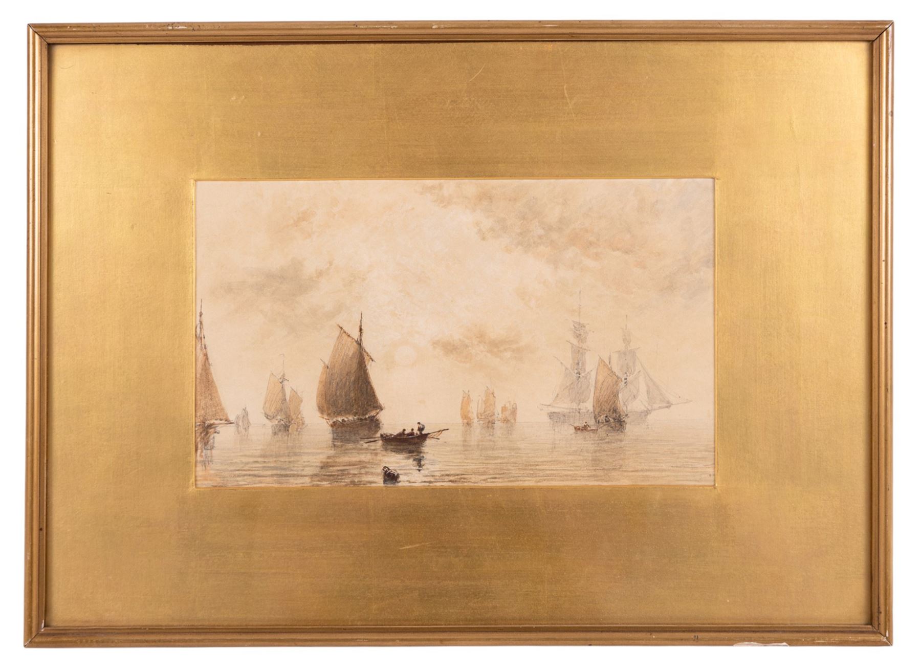 George Weatherill (British 1810-1890): 'Off Robin Hood's Bay', watercolour and pencil unsigned, titled verso 14.5cm x 24.5cm