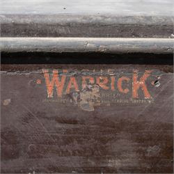West of England Knitting Co. Ltd. Advertising Hand Cart

A rare and highly decorative late Victorian or Edwardian advertising hand cart, retaining its original black painted finish and gilt signwriting for West of England Knitting Co. Ltd., London, Penzance & St Ives. The enclosed box body is mounted on large cream painted wooden spoked wheels and fitted with rear push handles, allowing the cart to be manoeuvred by hand. Intended as a promotional and delivery vehicle for one of Britain's best known knitwear manufacturers, the cart survives as an evocative piece of commercial advertising history. The interior remains accessible via twin rear doors, while traces of the original maker's transfer for the Warwick Carrier are visible. An unusual and attractive display piece suited to collectors of advertising, transport memorabilia and social history.

Features

• Original hand painted gilt signwriting for West of England Knitting Co. Ltd.
• Advertising panels referencing London, Penzance and St Ives
• Enclosed wooden box body with twin rear access doors
• Original black painted finish with period lettering
• Large cream painted wooden spoked wheels with iron tyres
• Rear push handles for hand propelled operation
• Warwick Carrier maker's transfer remains visible
• Original undercarriage and running gear
• Attractive display piece with strong commercial advertising appeal
• Suitable for museum, retail, interior or collection display

Dimensions:
Overall length: 190 cm
Body length: 125 cm
Overall width: 140 cm
Body width: 100 cm
Height: 150 cm

Wheel Diameter:
Wheels: 92 cm