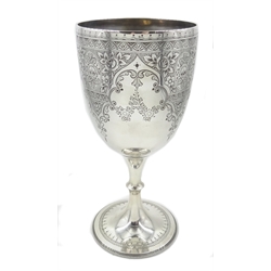  Silver goblet bright cut decoration by Walker and Hall, Sheffield 1902, approx 9.2oz    