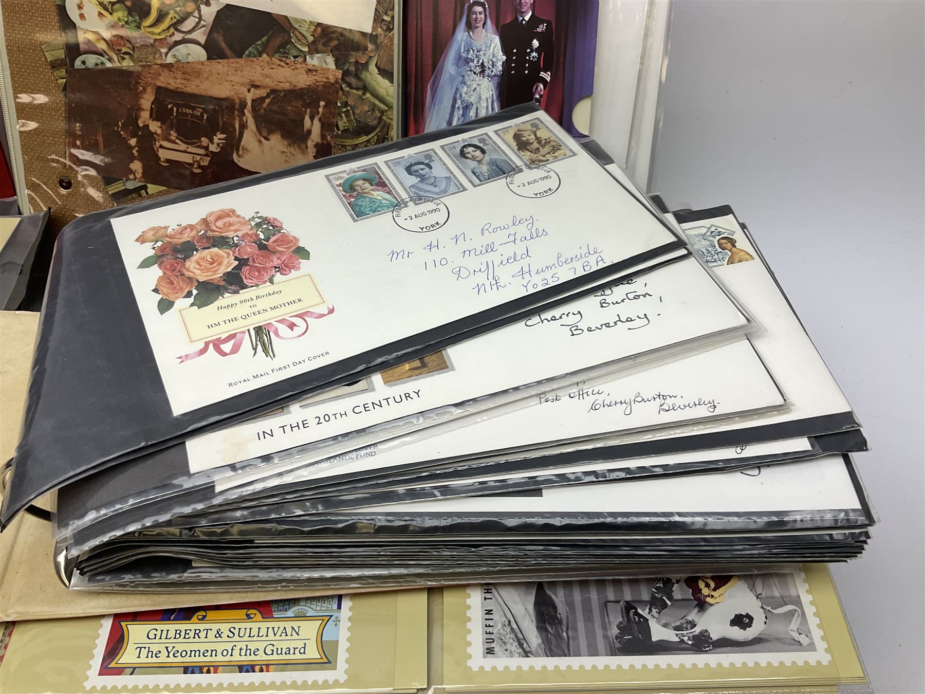 First day covers, PHQ cards and stamps, including small number of mint Queen Elizabeth II stamps, Elizabeth and Philip Diamond Wedding Anniversary 2007 Gibraltar two pound coin cover etc, in one box