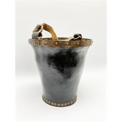 Victorian leather fire bucket with riveted detail and leather carry handle, not including handle H29cm D27.5cm