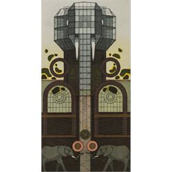 Hans-Joachim 'Jockel' Reisner (German 1938-2023): Imposing Elephant, coloured etching sign...