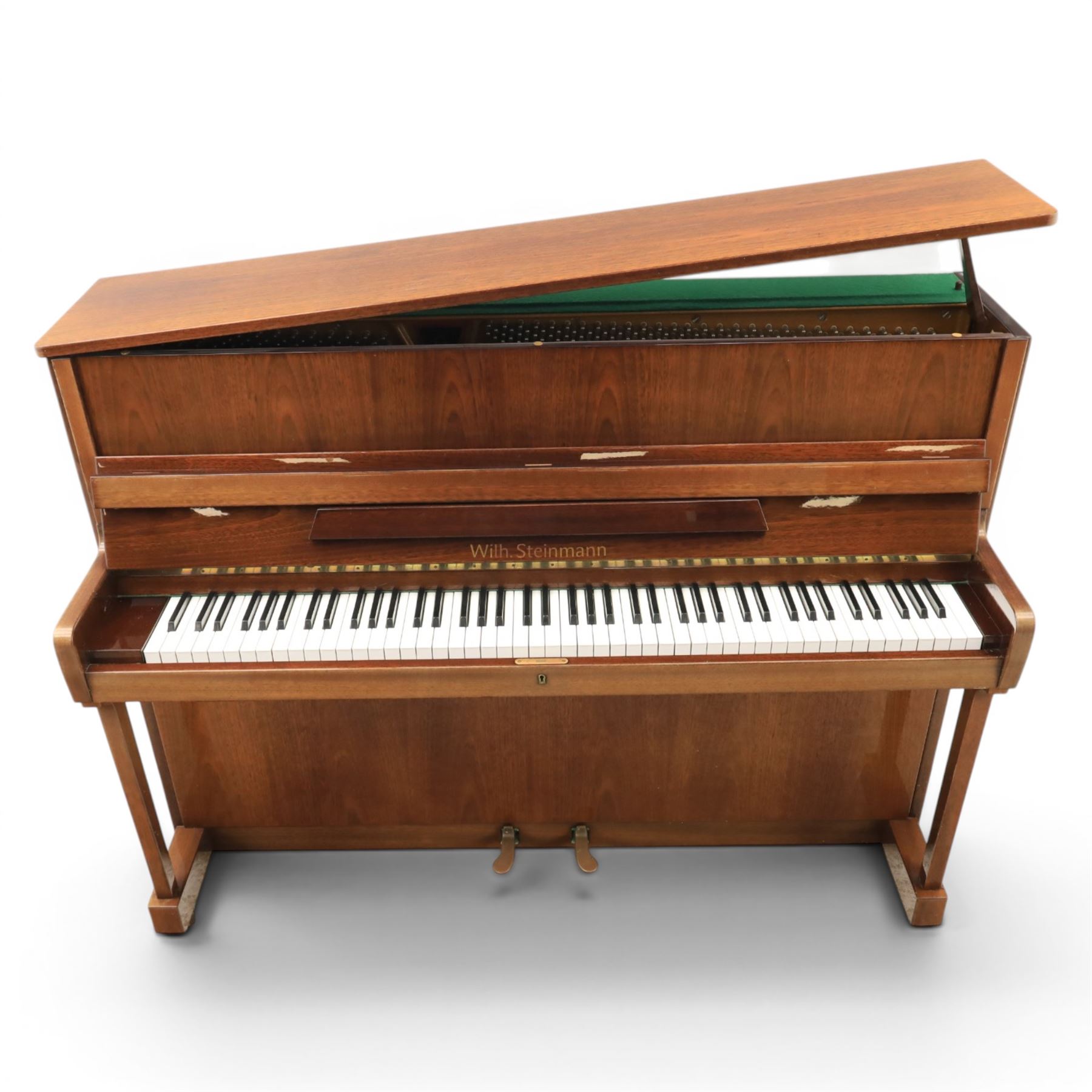 Wilh. Steinmann - 20th century East German mahogany veneered upright piano, together with matching stool