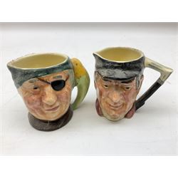 John Beswick figure of a seated piglet, Beswick Beatrix Potter Mrs Rabbit and Peter figure, and quantity of Sandland Character Ware jugs