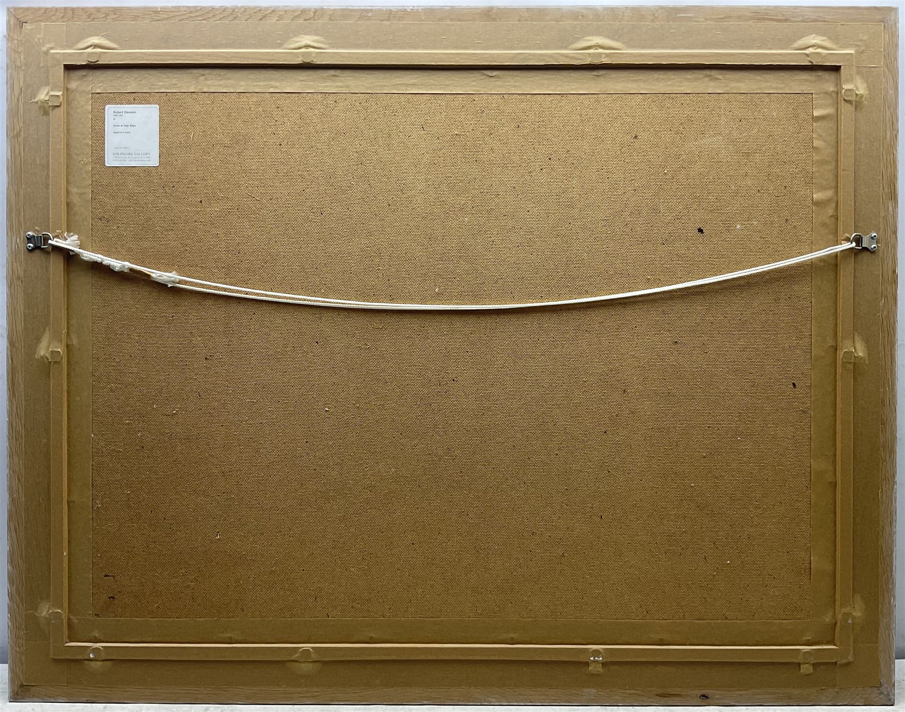 Robert Dawson (British 1926-1997): 'Snow at High Edge', oil on board signed with initials, titled on gallery label verso 67cm x 90cm 
Provenance: with the Goldmark Gallery, Uppingham, label verso