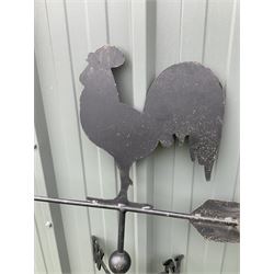 Wrought metal black painted weather vane, cockerel top - THIS LOT IS TO BE COLLECTED BY APPOINTMENT FROM DUGGLEBY STORAGE, GREAT HILL, EASTFIELD, SCARBOROUGH, YO11 3TX