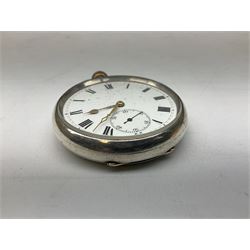 Early 20th century silver open face lever pocket watch by J W Benson London, No. 3006003, case by Arthur Baume & Son, Birmingham import mark 1918 