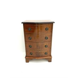 Small Georgian style mahogany chest, fitted with four drawers, raised on bracket supports