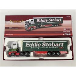 Corgi Eddie Stobart - three Hauliers of Renown lorries; CC14030 Volvo FH Facelift Curtainside; CC15002 Iveco Stralis Curtainside; and Seddon Atkinson Strato Curtainside; all boxed (3)
