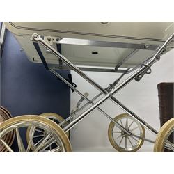 Silver Cross style dolls pram, copper warming pan with turned wooden handle, family Bible, Whitby Ordnance Survey maps etc, and a wooden barometer in the form of an anchor