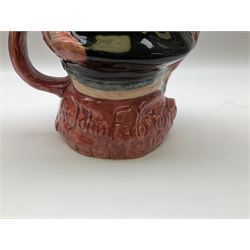 Royal Doulton toby jug of Winston Churchill H23cm and large character jug of Falstaff; together with four collector's plates by Royal Crown Derby, Royal Worcester and Limoges (6)