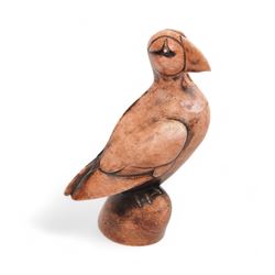 Two Border Fine Arts Gallery Of Modern Art sculptures, modelled as Puffin RW001A and Owl RW002A