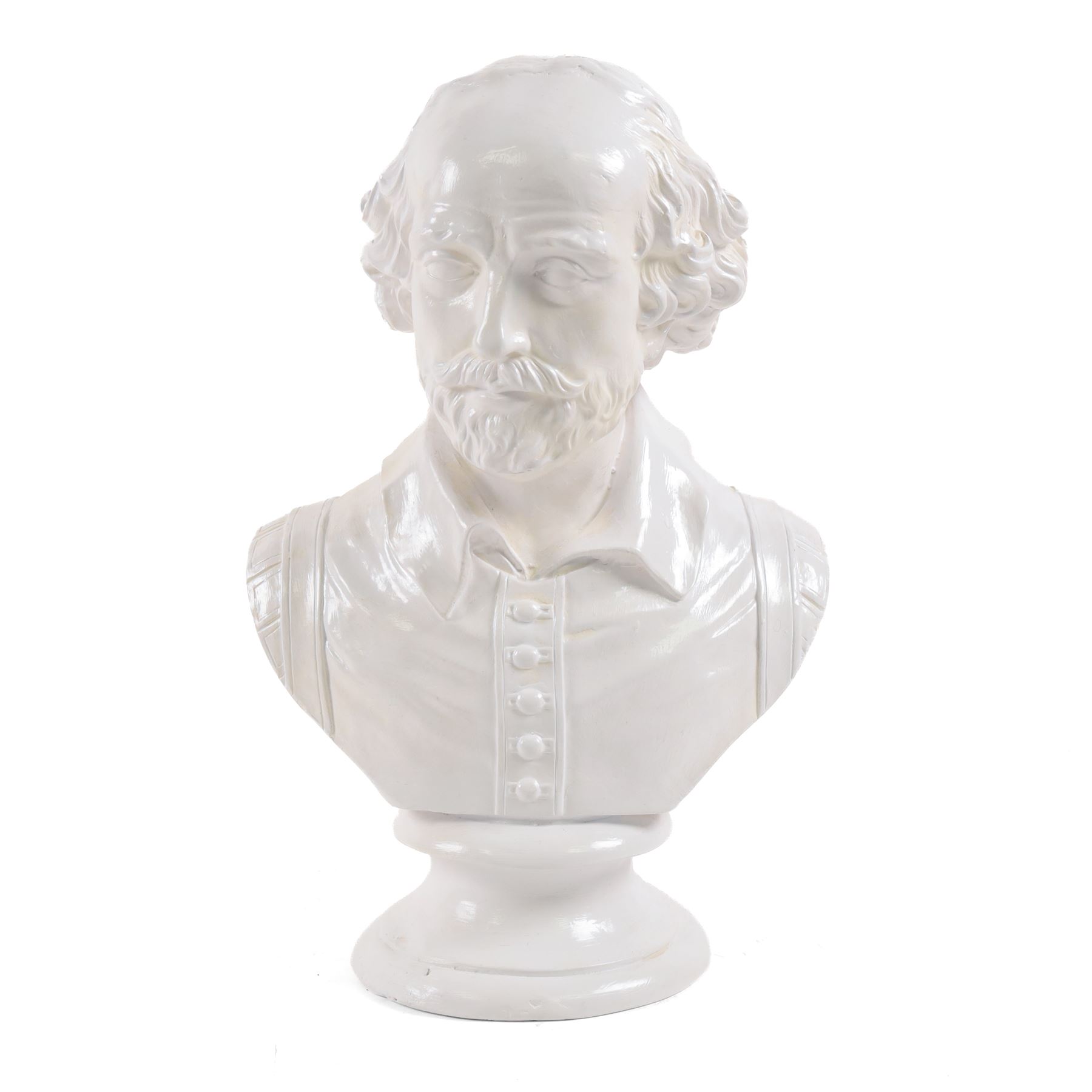Plaster bust of William Shakespeare, together with an 1833 set of Shakespeare books