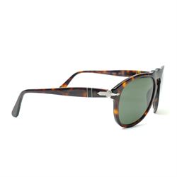 Persol tortoiseshell acetate sunglasses, handmade in Italy, with dark green lenses, signature silver-tone arrow hinges and keyhole bridge, temple interiors stamped Persol and CE marks, together with original Persol leather case