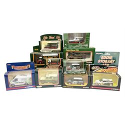 Corgi Eddie Stobart - thirteen various lorries, vans and cars including Reliant Regal, Minis, Land Rover etc; all boxed (13)