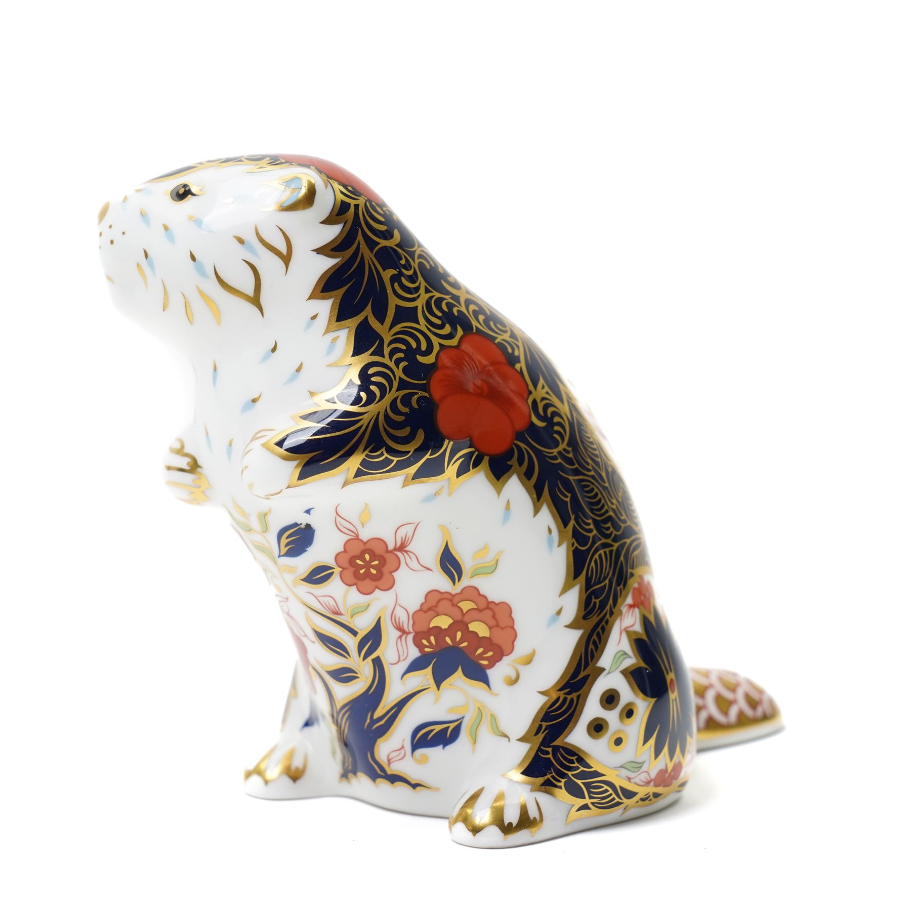 Royal Crown Derby Beaver and Bulldog paperweights, each with gold stopper, boxed (2)