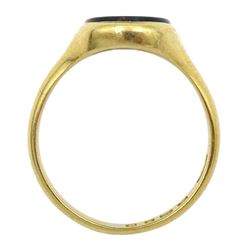 18ct gold seal ring, with bloodstone intaglio depicting a fly, Birmingham 1937