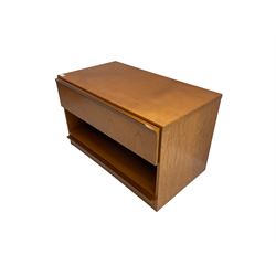 Mid to late 20th century teak televsion stand fitted with single drawer