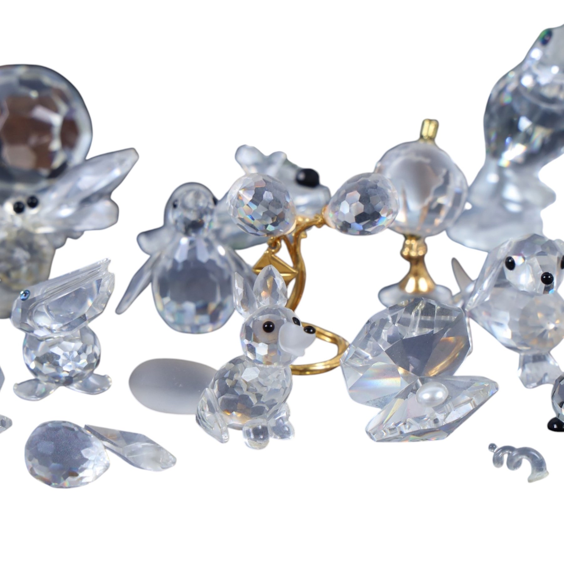 Collection of Swarovski and similar, including dogs, birds, animals etc