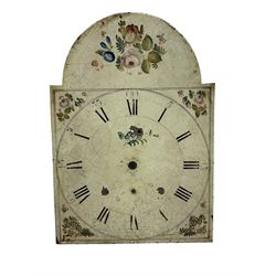 Four painted 19th century break arch longcase clock dials