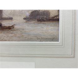 Frank (Frederick) William Scarborough (British 1860-1939): 'Sunset - Tower Pool London' and 'London Bridge', pair watercolours signed and titled 17cm x 24cm (2)